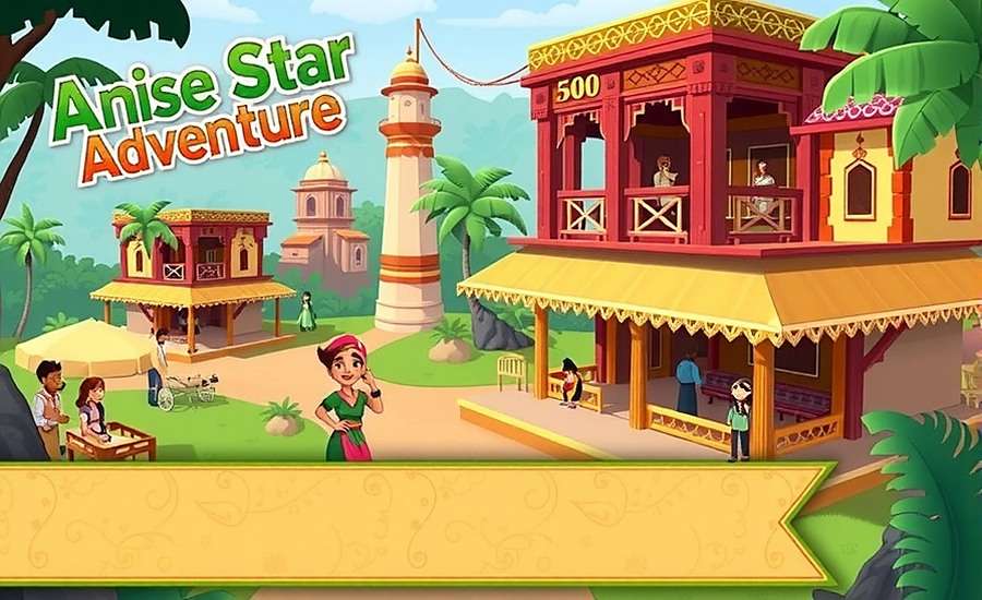 Anise Star Adventure Village Exploration Anise Star Adventure gameplay showing a character exploring a vibrant Indian village with traditional architecture, marketplaces, and villagers in regional attire