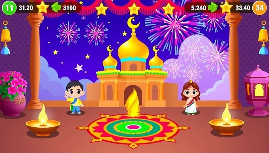 Anise Star Adventure Diwali Celebration Anise Star Adventure Diwali event showing game world decorated with diyas, rangoli, and fireworks, with characters in traditional festival attire